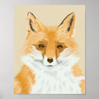 Cute Little Red Fox - transparent on beige.