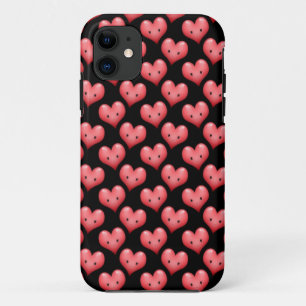 Cute Little Red Hearts on Black iPhone 11 Case