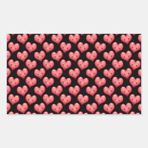 Cute Little Red Hearts on Black Rectangular Sticker