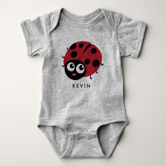 Cute Little red ladybug Personalised Baby Bodysuit (Front)