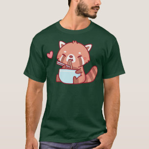 Cute Little Red Panda Eating Ramen T-Shirt