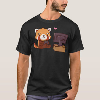 Cute Little Red Panda Loves Gaming T-Shirt