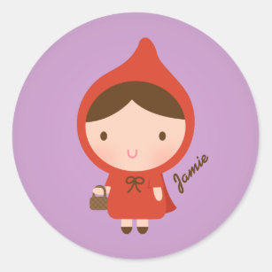 Cute Little Red Riding Hood Fairytale for Girls Classic Round Sticker