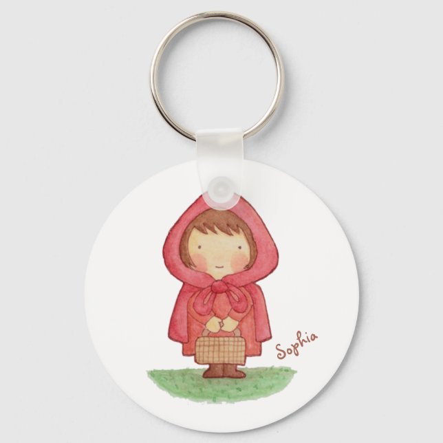 Cute Little Red Riding Hood Storybook Magnet Key Ring (Front)