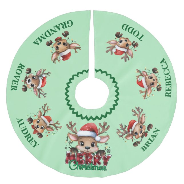 Cute Little Reindeer Christmas Tree Skirt (Front)