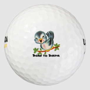 Cute Little Retro Bird Birdie Personalised Golf Balls