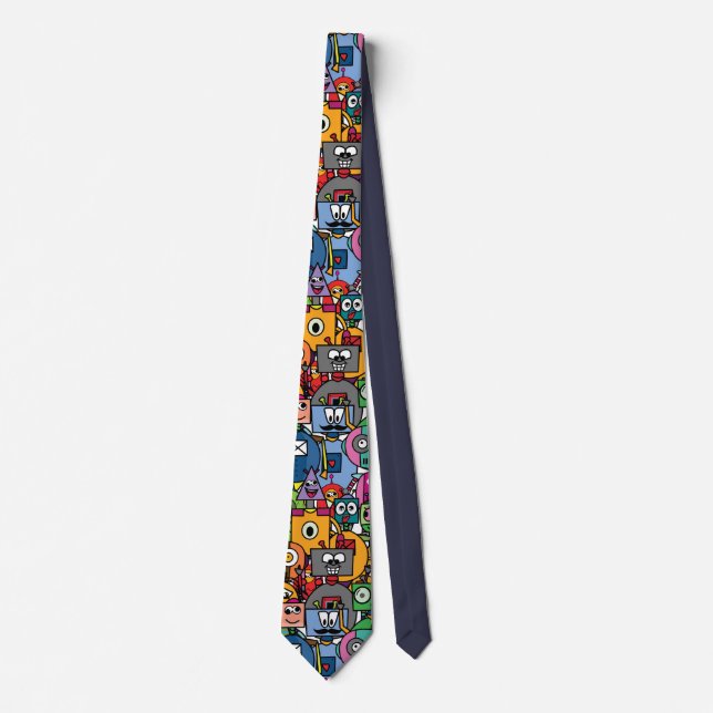 Cute little robots pattern tie (Front)