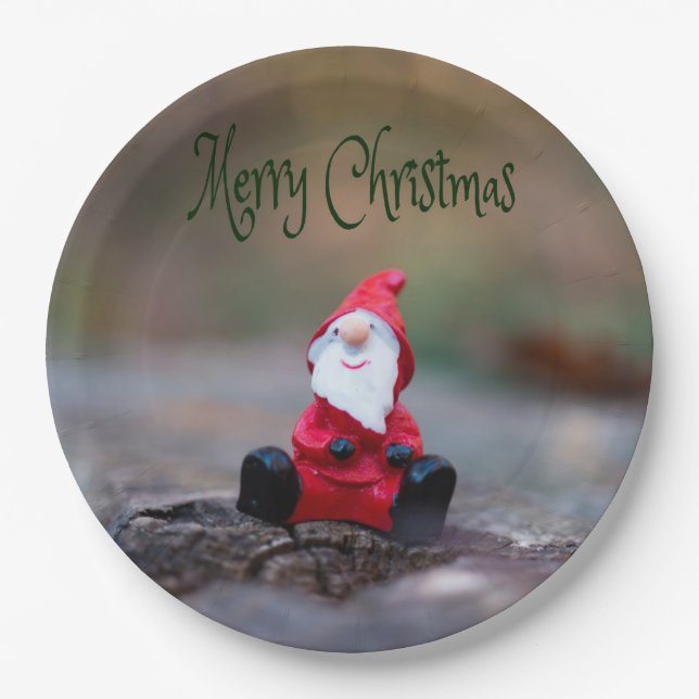Cute Little Santa Clause Merry Christmas Paper Plate (Front)