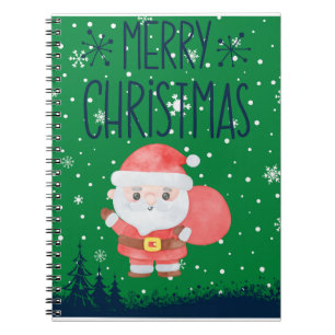 Cute Little Santa Green Notebook