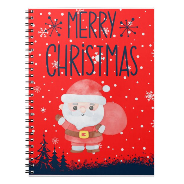 Cute Little Santa Red Notebook (Front)