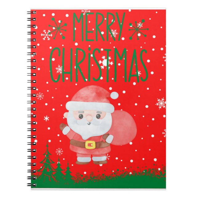 Cute Little Santa Red Notebook (Front)