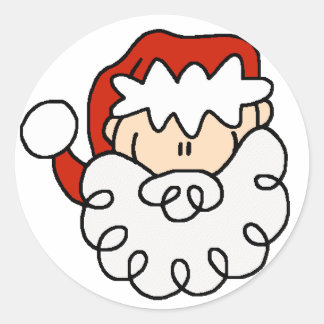 Cute little Santa Stick Figure Face Classic Round Sticker