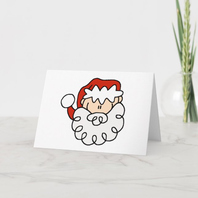 Cute little Santa Stick Figure Face Holiday Card (Front)