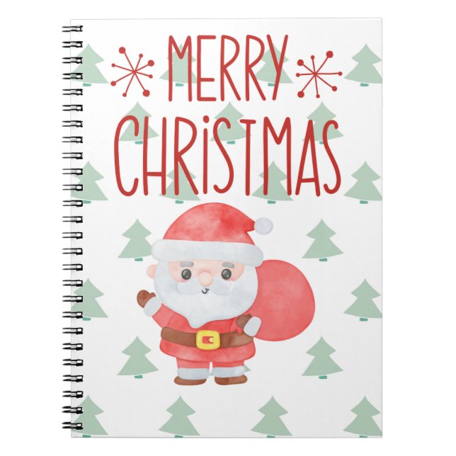 Cute Little Santa Thee Pattern Notebook (Front)