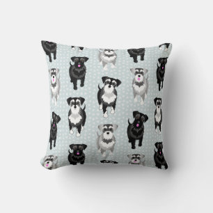Cute little Schnauzers on the Move Retro Style Cushion