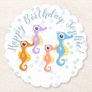 Cute Little Seahorses  Paper Coaster