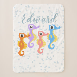 Cute Little Seahorses Sherpa Blanket