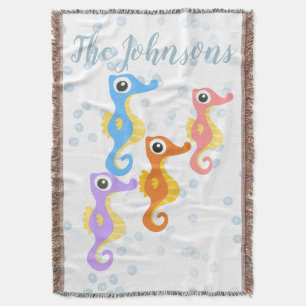 Cute Little Seahorses Throw Blanket