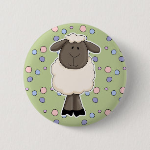 Cute little sheep ewe 6 cm round badge