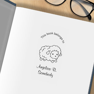 Cute Little Sheep Ewe Colour Me Bookplate Rubber Stamp