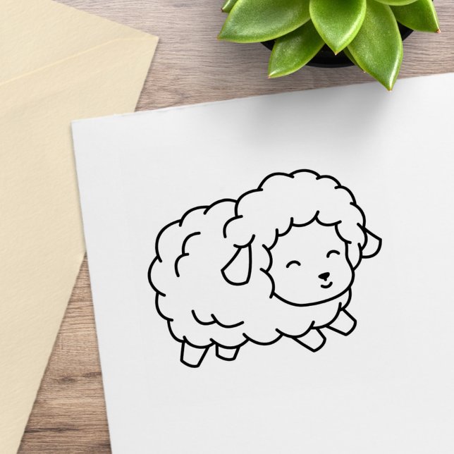 Cute Little Sheep Ewe Colour Me Rubber Stamp (Creator Uploaded)