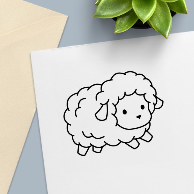 Cute Little Sheep Ewe Colour Me Self-inking Stamp (Creator Uploaded)
