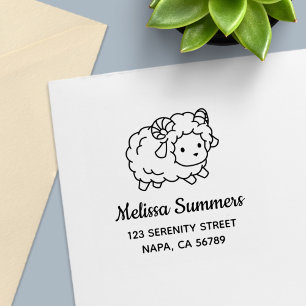 Cute Little Sheep Ram Address Self-inking Stamp