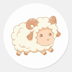 Cute Little Sheep Ram Classic Round Sticker