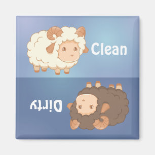 Cute Little Sheep Ram Clean Dirty Dishwasher Magnet