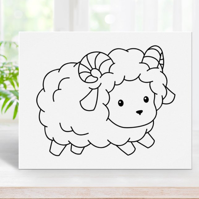 Cute Little Sheep Ram Colouring Page Poster (Creator Uploaded)