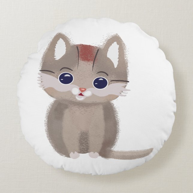 Cute little simple kitten round cushion (Front)