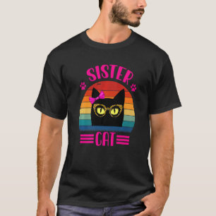 Cute Little Sister Cat With Leopard Glasses Retro T-Shirt