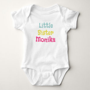 Cute Little Sister Pastel Colourful Monogram Girls Baby Bodysuit