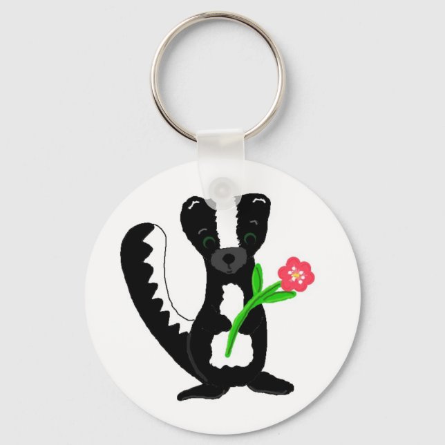 Cute Little Skunk With A Flower Key Ring (Front)