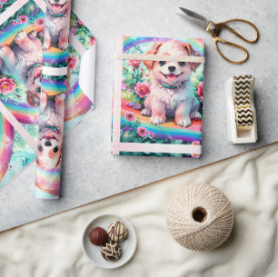 Cute Little Small Puppy Dog Pencil Art Wrapping Paper