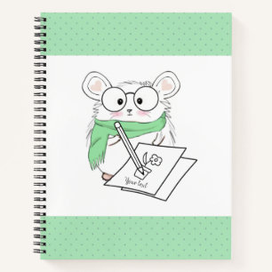 Cute Little Smart Hamster Green Notebook