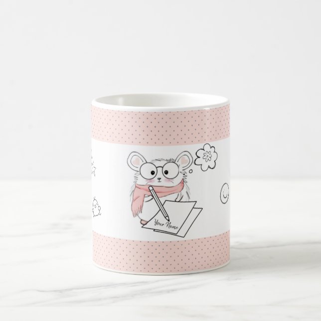 Cute Little Smart Hamster Pink Coffee Mug (Center)