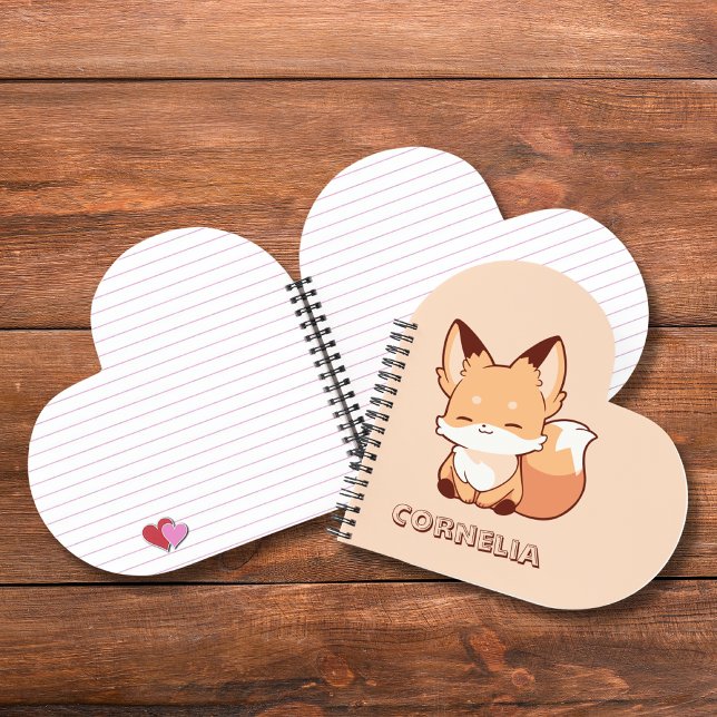 Cute Little Smiling Fox Personalised Name  Notebook (Creator Uploaded)