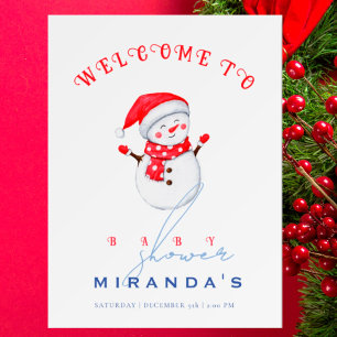 Cute Little Snowman Welcome to Winter Baby Shower  Poster