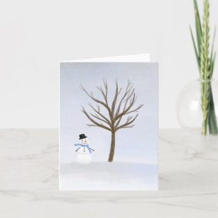 Cute Little Snowman Winter Snow Scene Blank card