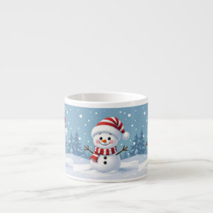 Cute little snowman with scarf & hat espresso cup