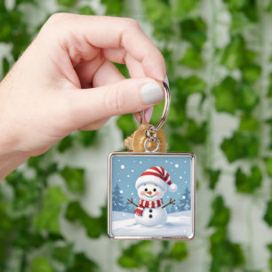 Cute little snowman with scarf & hat key ring