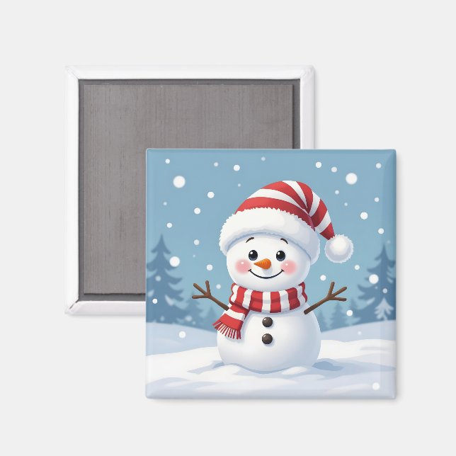 Cute little snowman with scarf & hat magnet (Front/Back)