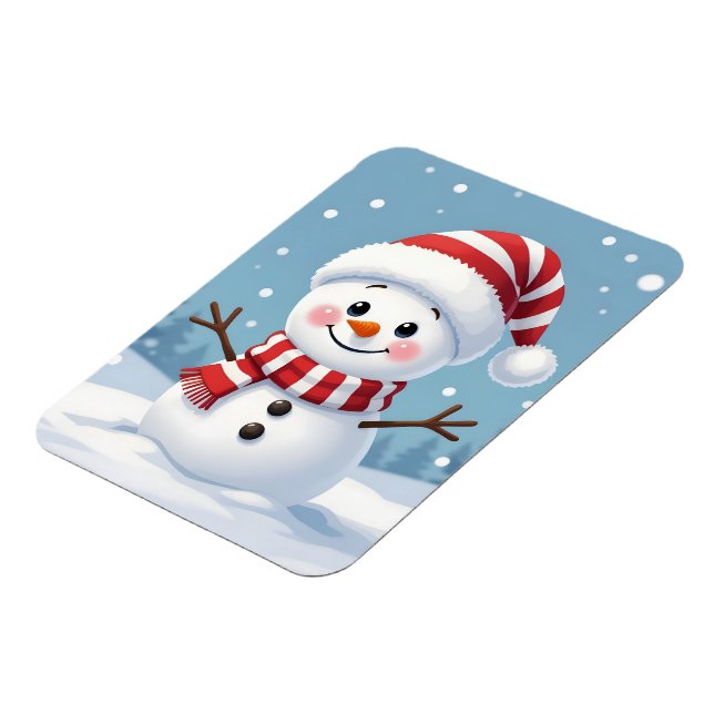 Cute little snowman with scarf & hat magnet (Left Side)