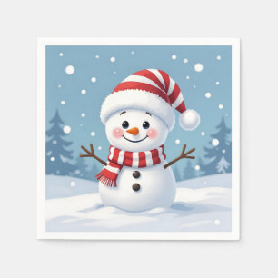 Cute little snowman with scarf & hat napkin