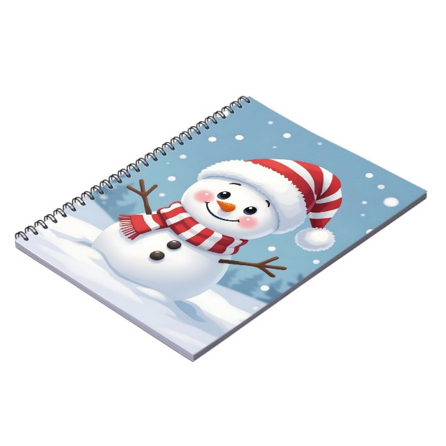 Cute little snowman with scarf & hat notebook (Left Side)
