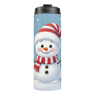 Cute little snowman with scarf & hat thermal tumbler