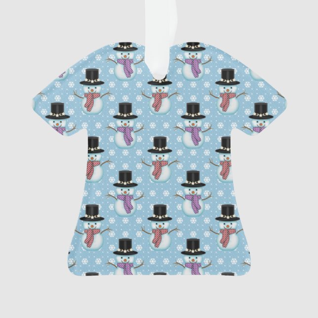 Cute Little Snowmen Pattern Ornament (Front)
