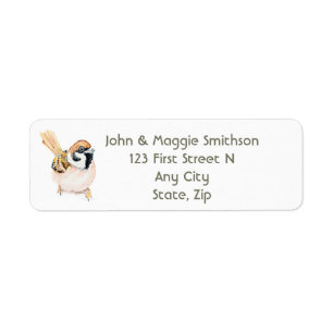Cute Little Sparrow Bird Nature Watercolor Return Address Label
