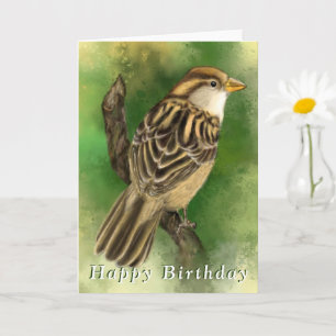 Cute Little Sparrow Birthday Card